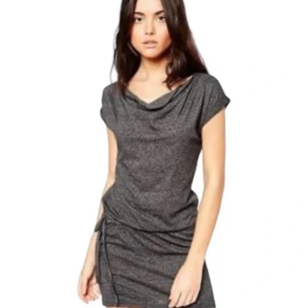 NWT Bench Teal Green Side-Tie Cowl Neck Short Sleeve Jersey Dress Size M - Picture 2 of 13